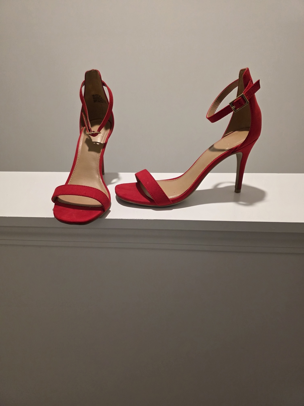 Red Ankle-Strap Stiletto Sandals - Women